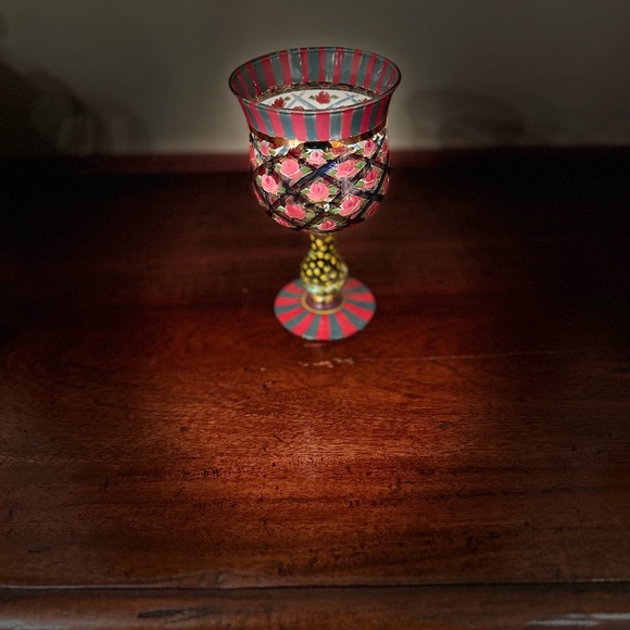 MACKENZIE-CHILDS Glass Circus Rose Handpainted Goblets. Circa 90’s - Picture 3 of 7